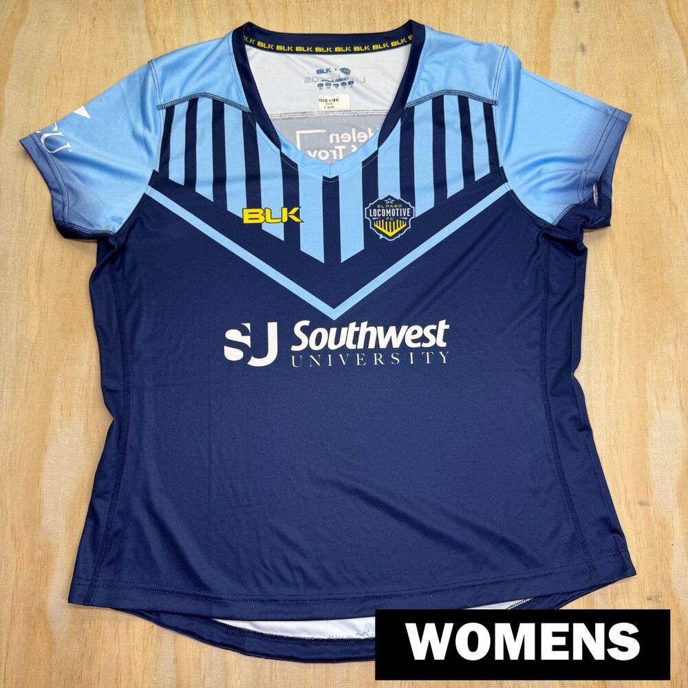 NEW 3X Womens El Paso Locomotive FC BLK Inaugural Home Jersey Blue